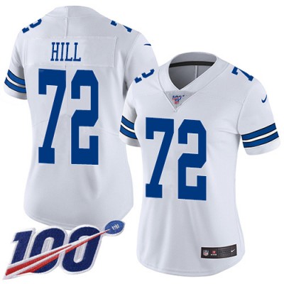 Nike Dallas Cowboys #72 Trysten Hill White Women's Stitched NFL 100th Season Vapor Untouchable Limited Jersey